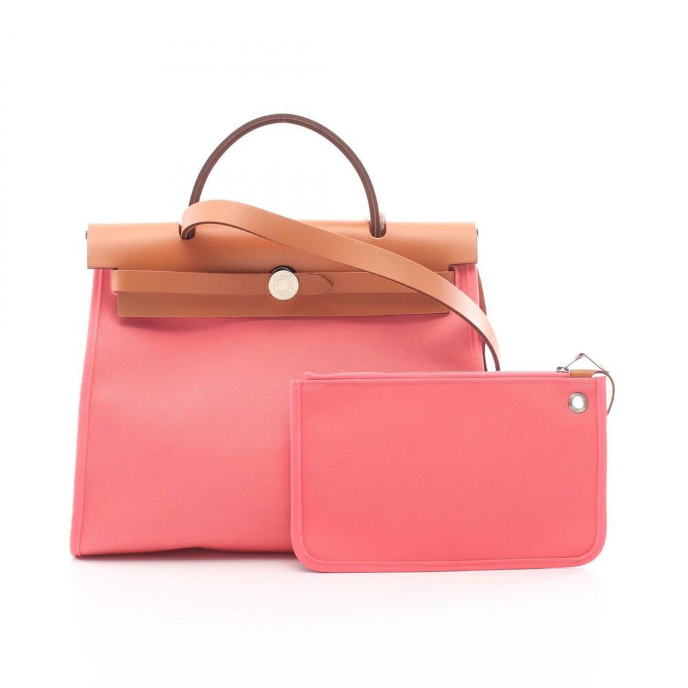 Hermes Herbag Zip PM 2-Way Handbag, Canvas and Leather, Toile Officier, Vache...